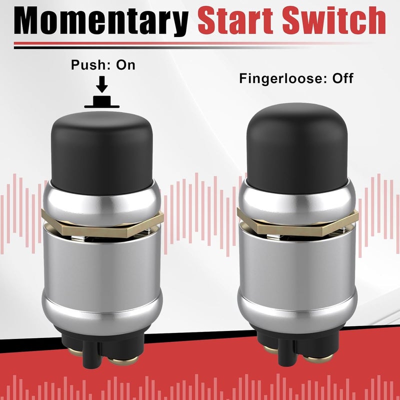 BFXM 6 PCS Push Button Starter Switch 12V 50A, Waterproof Momentary Start Switch for Car Engine, Push Button Starter for Truck Boat ATV - Image 3